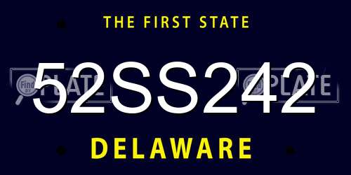 52SS242 Delaware License Plate