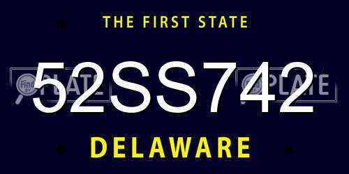 52SS742 Delaware License Plate