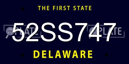 52SS747 Delaware License Plate