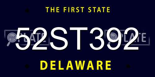 52ST392 Delaware License Plate