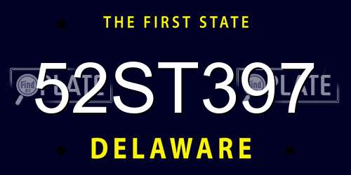52ST397 Delaware License Plate