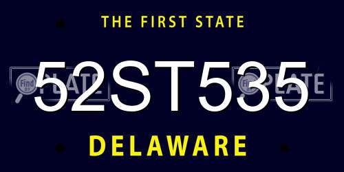 52ST535 Delaware License Plate