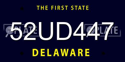 52UD447 Delaware License Plate