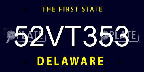 52VT353 Delaware License Plate