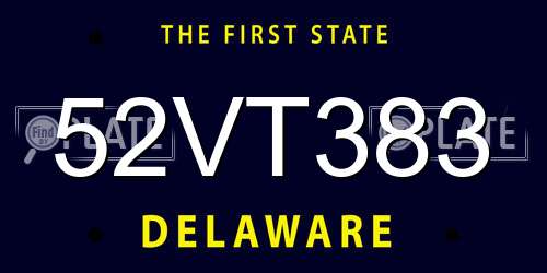 52VT383 Delaware License Plate
