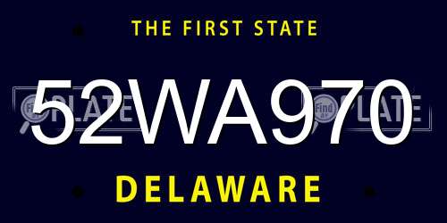 52WA970 Delaware License Plate