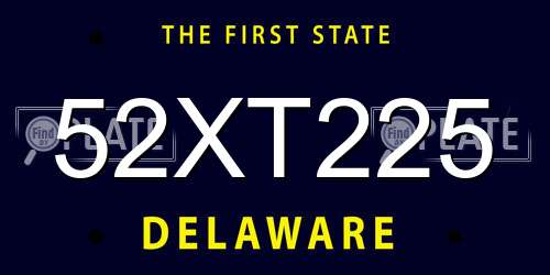 52XT225 Delaware License Plate