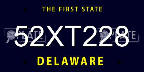 52XT228 Delaware License Plate