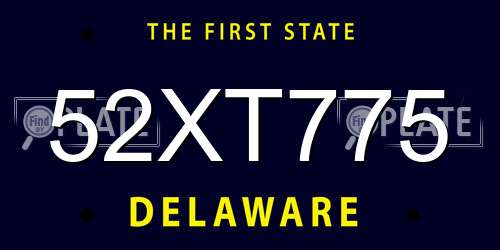 52XT775 Delaware License Plate