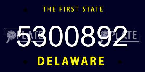 5300892 Delaware License Plate
