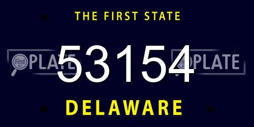 53154 Delaware License Plate