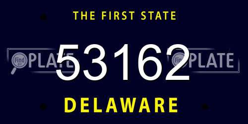 53162 Delaware License Plate