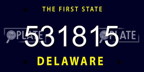 531815 Delaware License Plate
