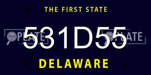 531D55 Delaware License Plate