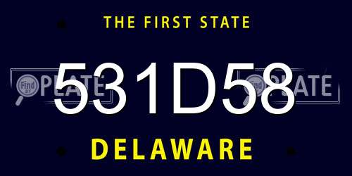 531D58 Delaware License Plate