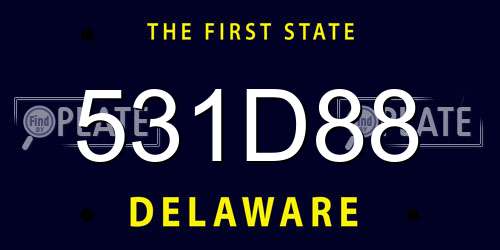 531D88 Delaware License Plate