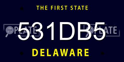 531DB5 Delaware License Plate