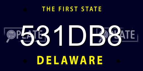 531DB8 Delaware License Plate