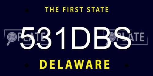 531DBS Delaware License Plate