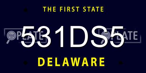 531DS5 Delaware License Plate