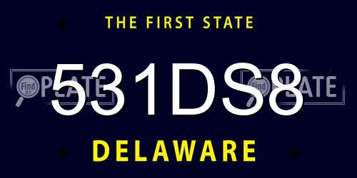 531DS8 Delaware License Plate