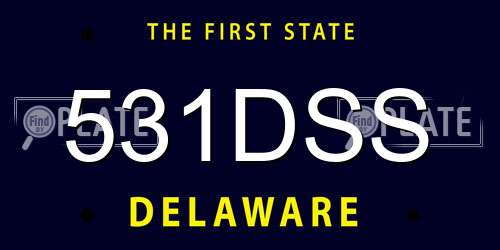 531DSS Delaware License Plate