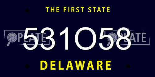 531O58 Delaware License Plate