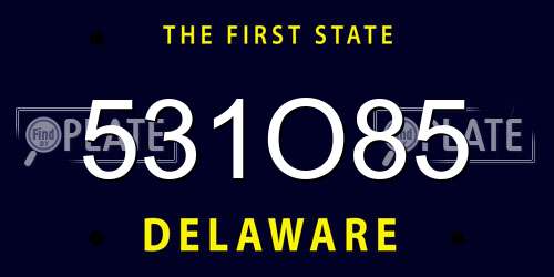 531O85 Delaware License Plate