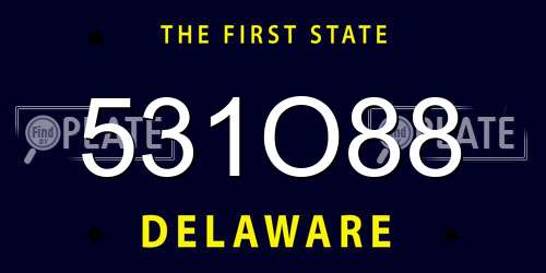 531O88 Delaware License Plate