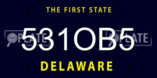 531OB5 Delaware License Plate
