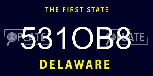 531OB8 Delaware License Plate