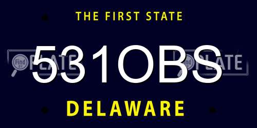 531OBS Delaware License Plate