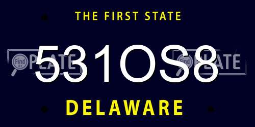 531OS8 Delaware License Plate