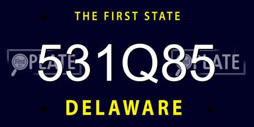 531Q85 Delaware License Plate