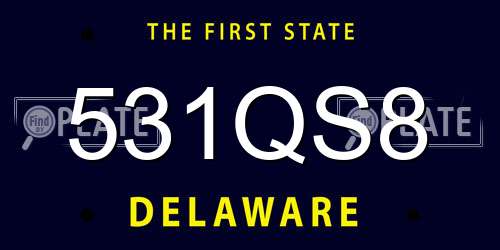 531QS8 Delaware License Plate