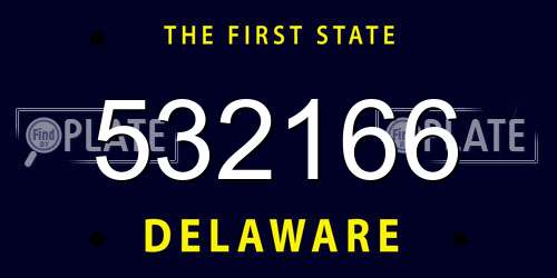 532166 Delaware License Plate
