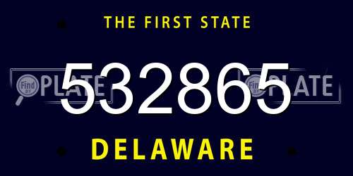 532865 Delaware License Plate