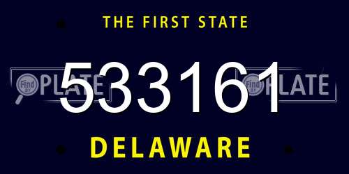 533161 Delaware License Plate