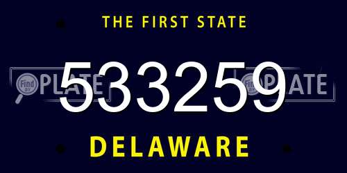 533259 Delaware License Plate