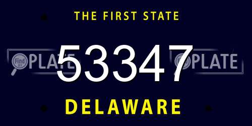 53347 Delaware License Plate