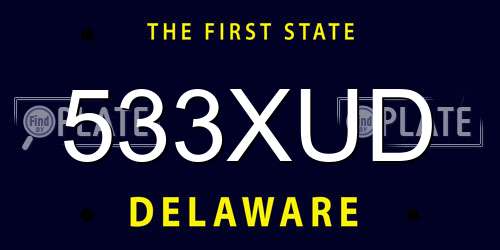 533XUD Delaware License Plate