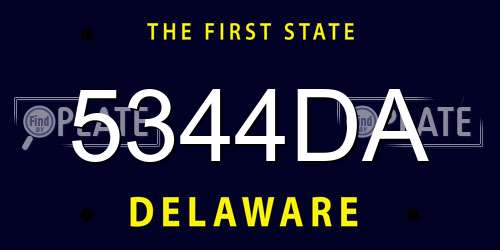 5344DA Delaware License Plate