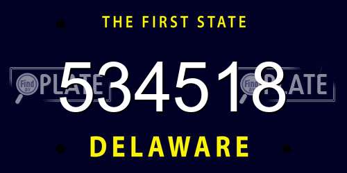 534518 Delaware License Plate