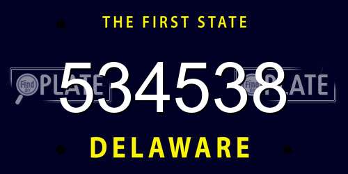 534538 Delaware License Plate