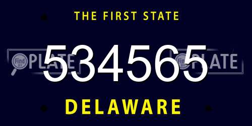 534565 Delaware License Plate