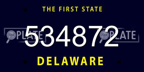 534872 Delaware License Plate