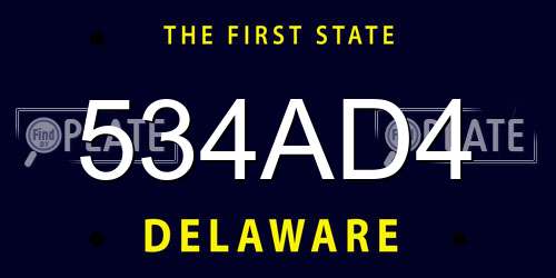 534AD4 Delaware License Plate