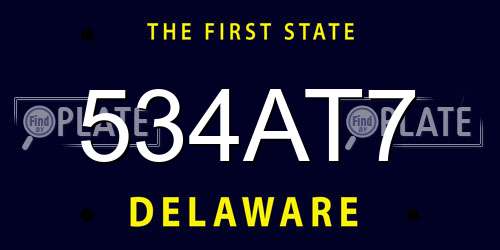 534AT7 Delaware License Plate