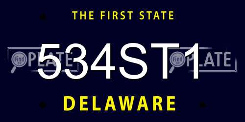 534ST1 Delaware License Plate