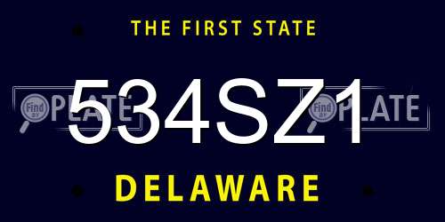 534SZ1 Delaware License Plate